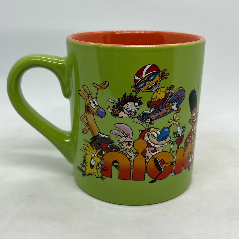 Nickelodeon '90s Cartoon Characters Green Orange Ceramic 14oz Coffee Mug